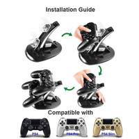 PS4 gra ładowarka do pada podwójne ładowanie portu wskaźnik LED stacja ładowania/stacja dokująca/stojak na PS4/PS4 Slim/PS4 Pro Gamepad 6